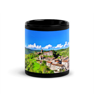 black glossy mug Église st.privat d'allier