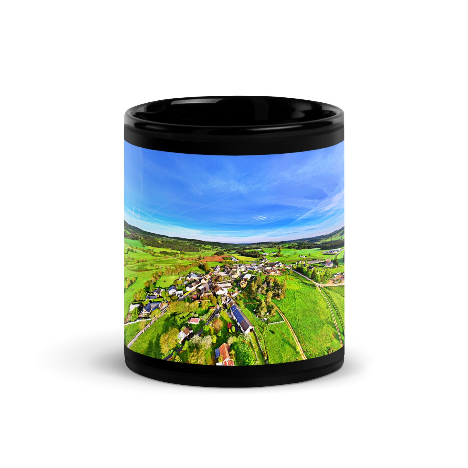 black glossy mug la chaze, sur la route des pèlerins black glossy mug la chaze, sur la route des pèlerins
