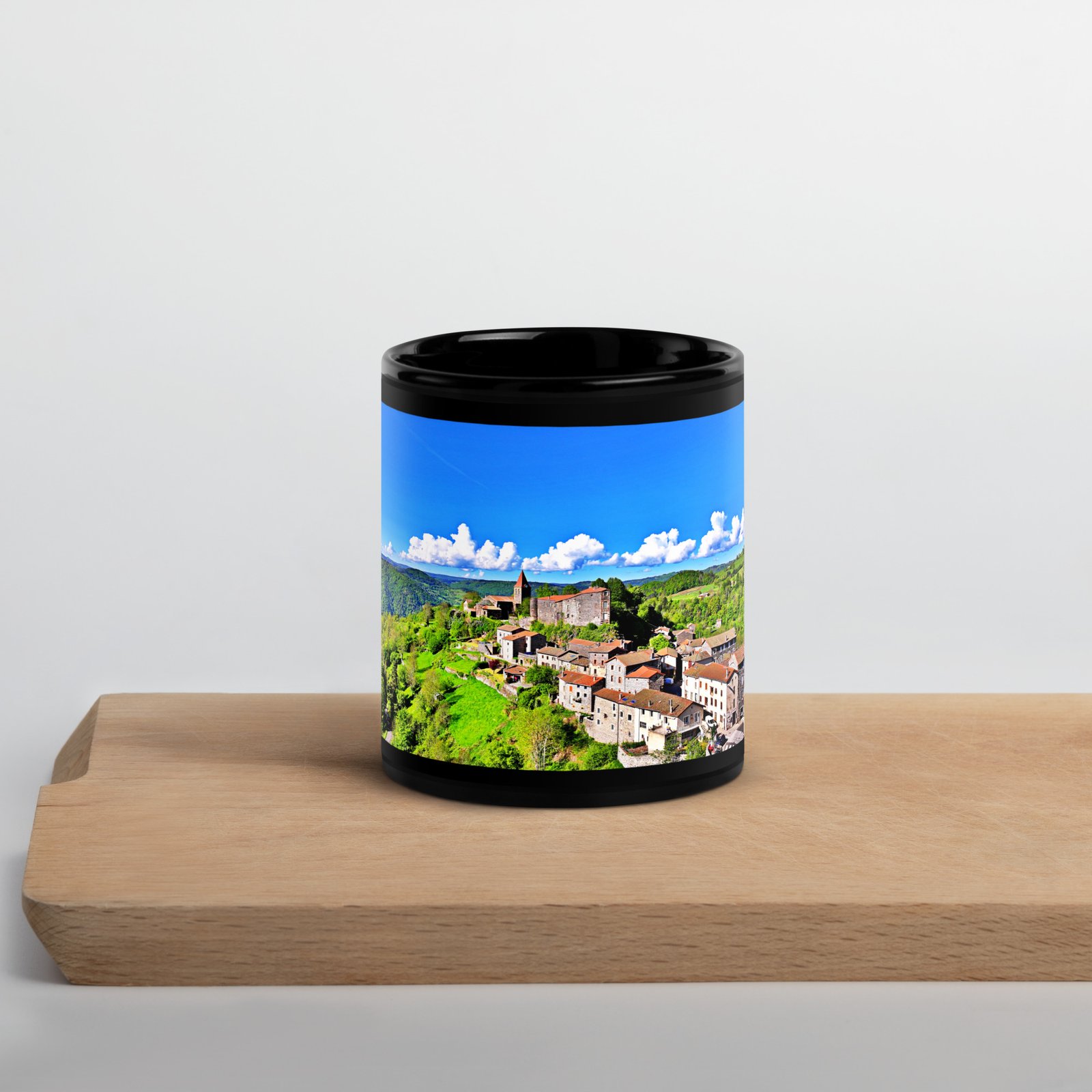 black glossy mug Église st.privat d'allier black glossy mug Église st.privat d'allier