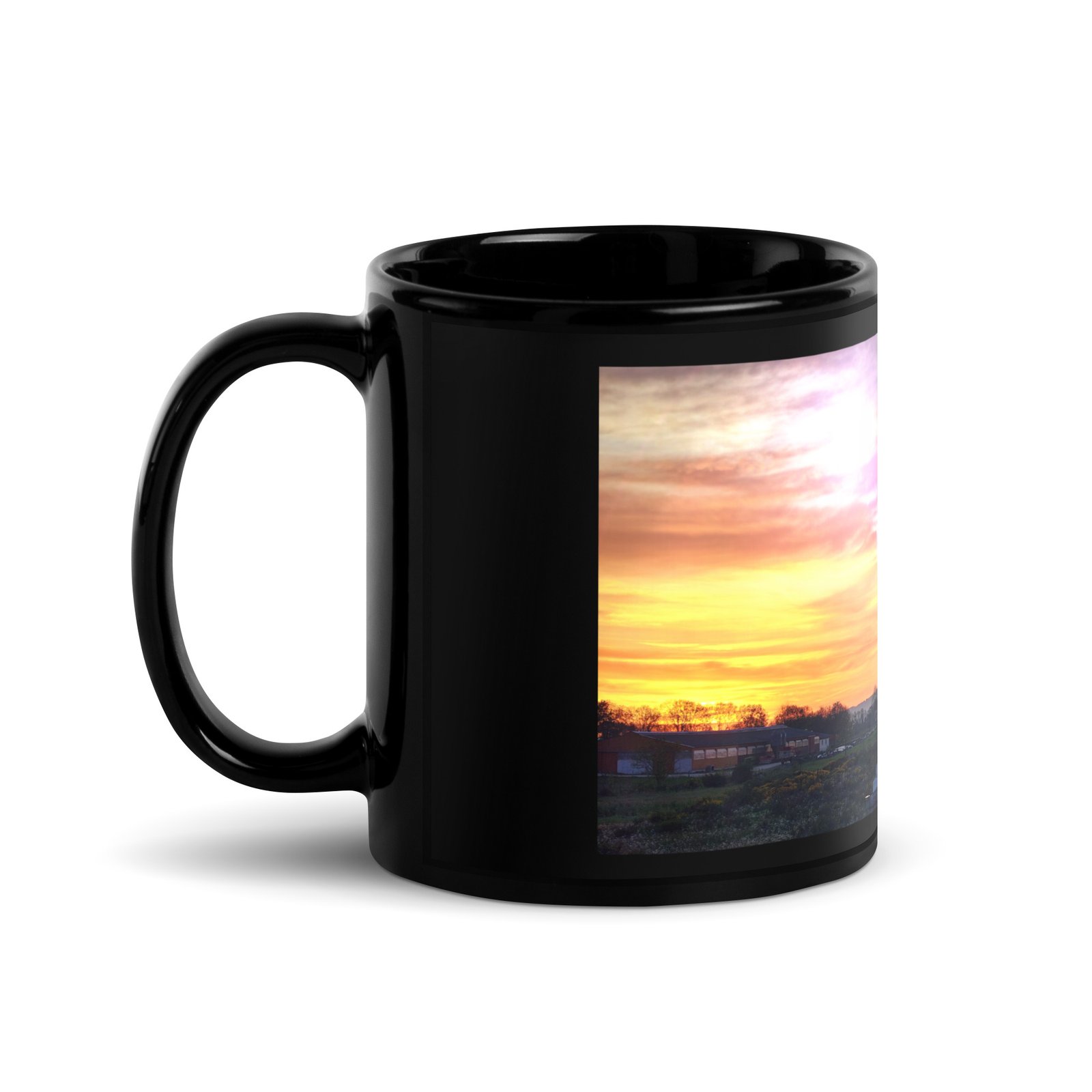 black glossy mug la lumière et la paix. la vierge de saugues black glossy mug la lumière et la paix. la vierge de saugues