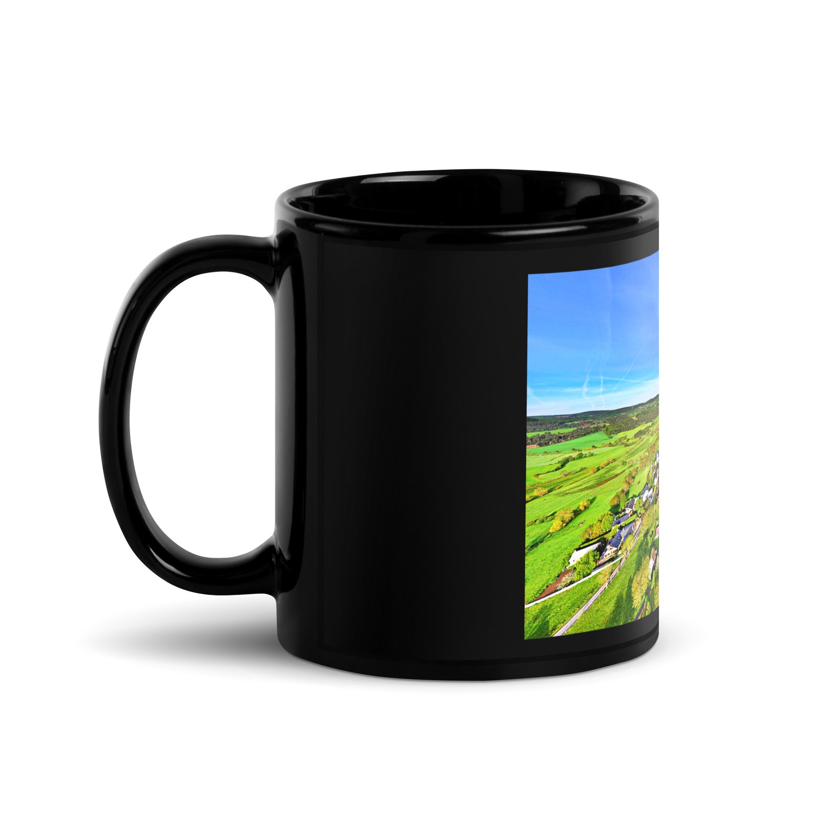 black glossy mug la chaze, sur la route des pèlerins black glossy mug la chaze, sur la route des pèlerins