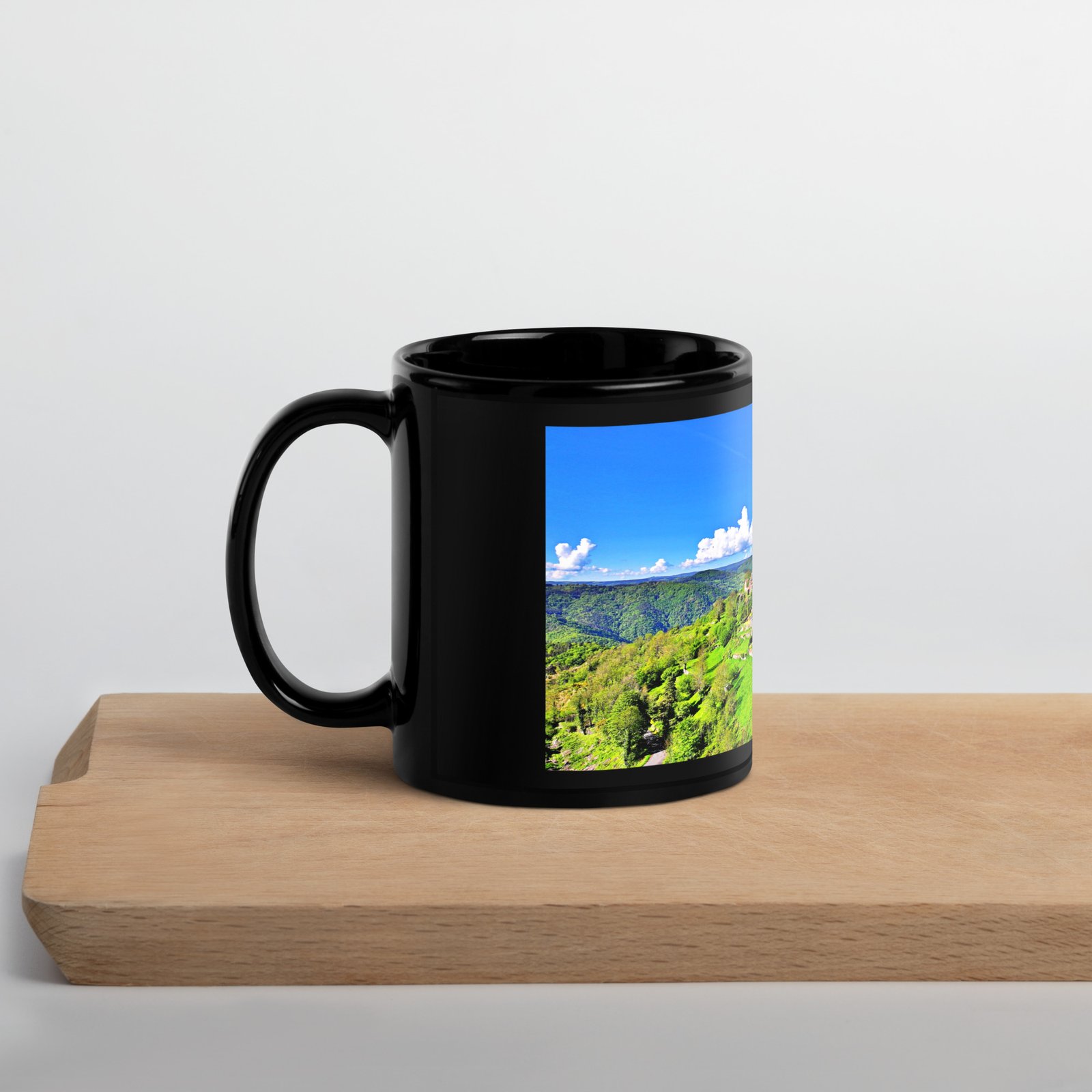 black glossy mug Église st.privat d'allier black glossy mug Église st.privat d'allier