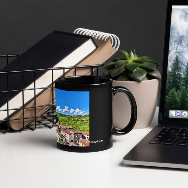 black glossy mug Église st.privat d'allier