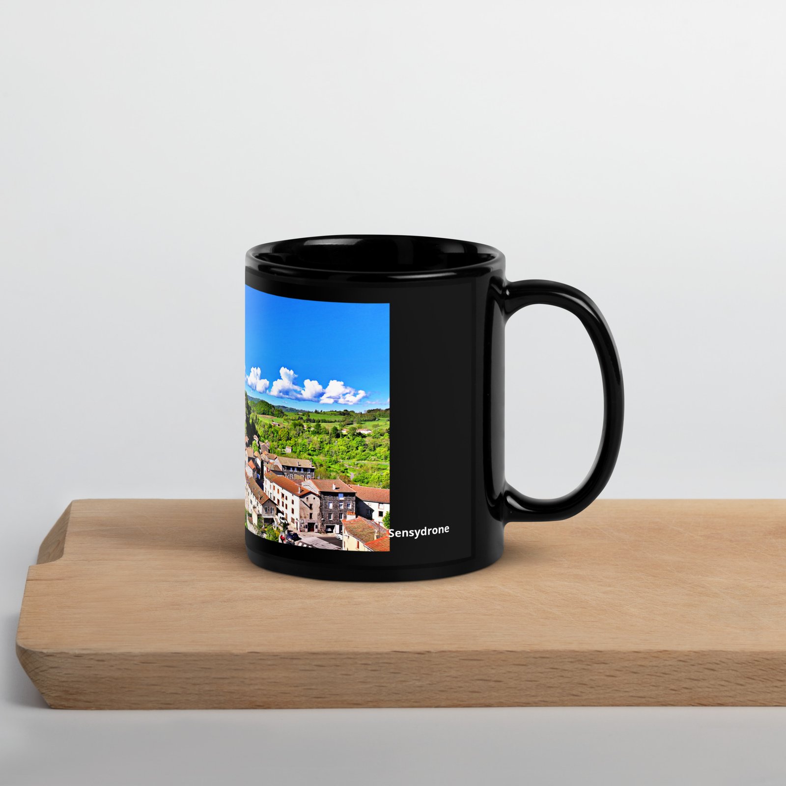 black glossy mug Église st.privat d'allier black glossy mug Église st.privat d'allier