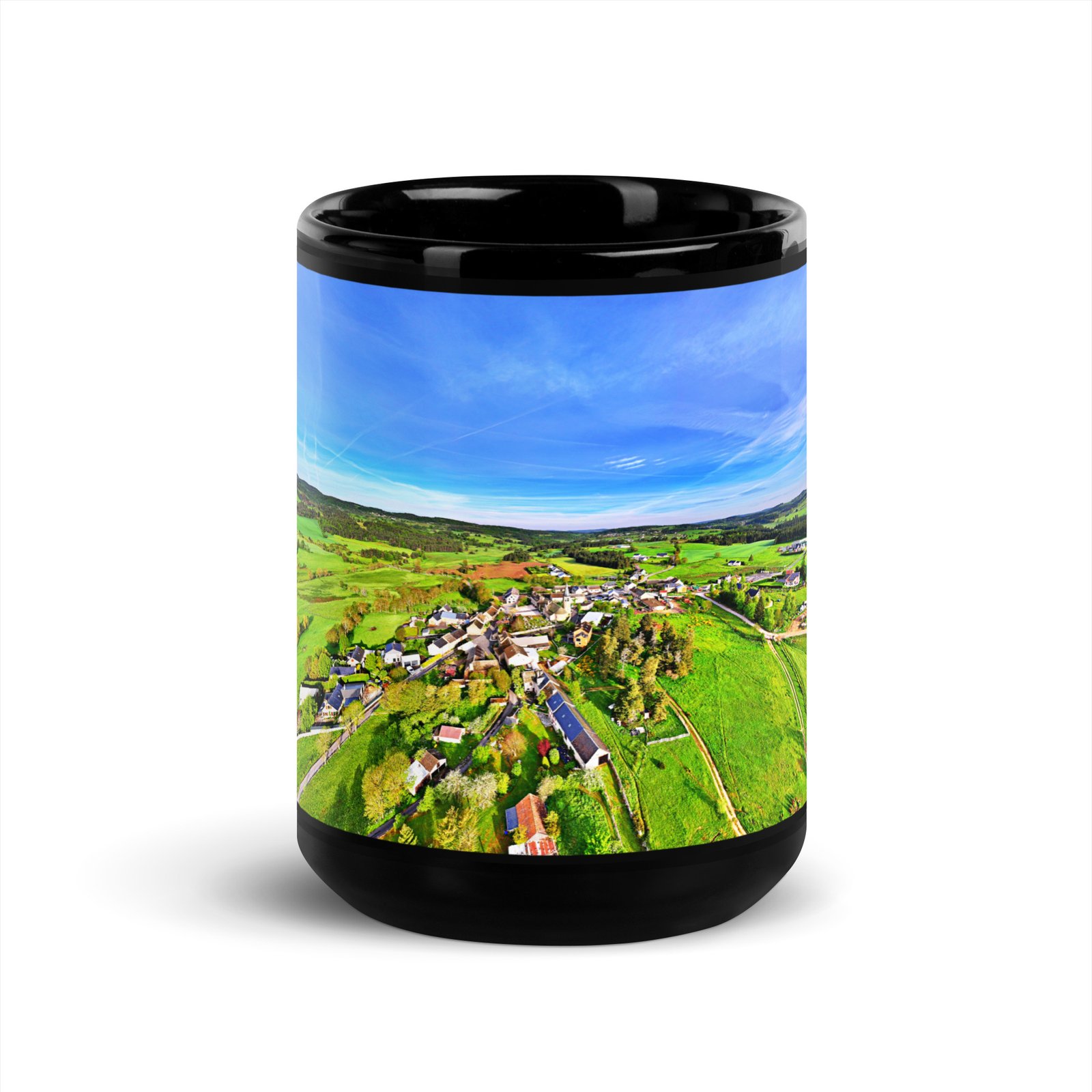 black glossy mug la chaze, sur la route des pèlerins black glossy mug la chaze, sur la route des pèlerins