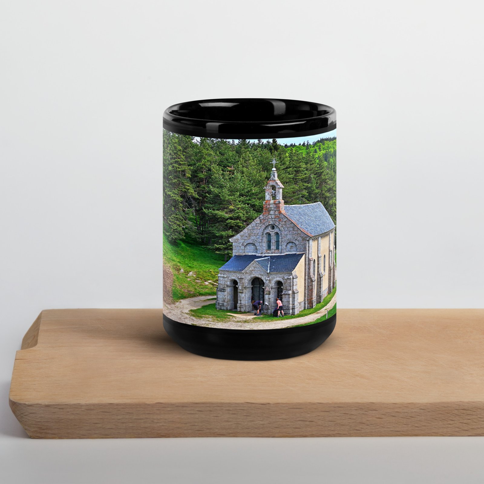 black glossy mug chapelle saint roch mémoire du chemin, prière des pierres black glossy mug chapelle saint roch mémoire du chemin, prière des pierres