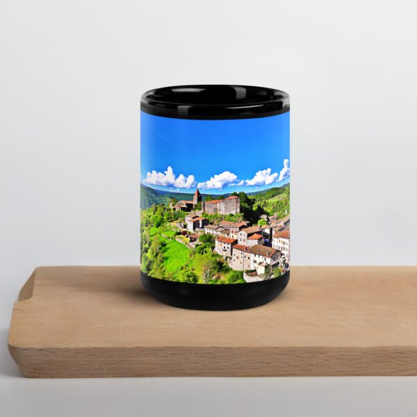 black glossy mug Église st.privat d'allier