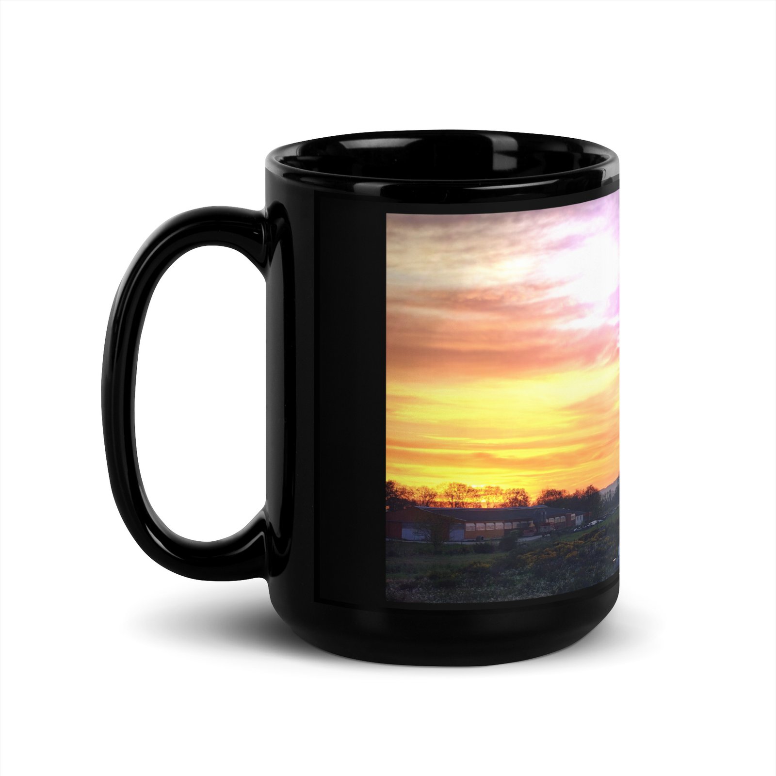 black glossy mug la lumière et la paix. la vierge de saugues black glossy mug la lumière et la paix. la vierge de saugues