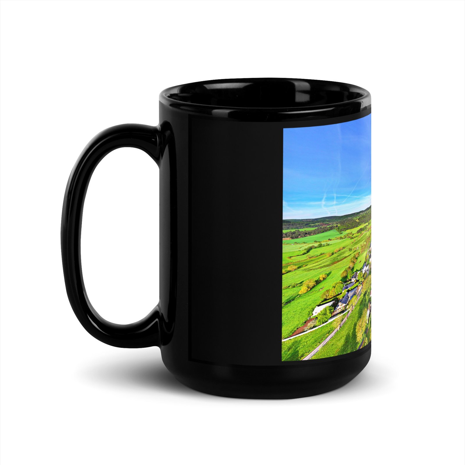 black glossy mug la chaze, sur la route des pèlerins black glossy mug la chaze, sur la route des pèlerins