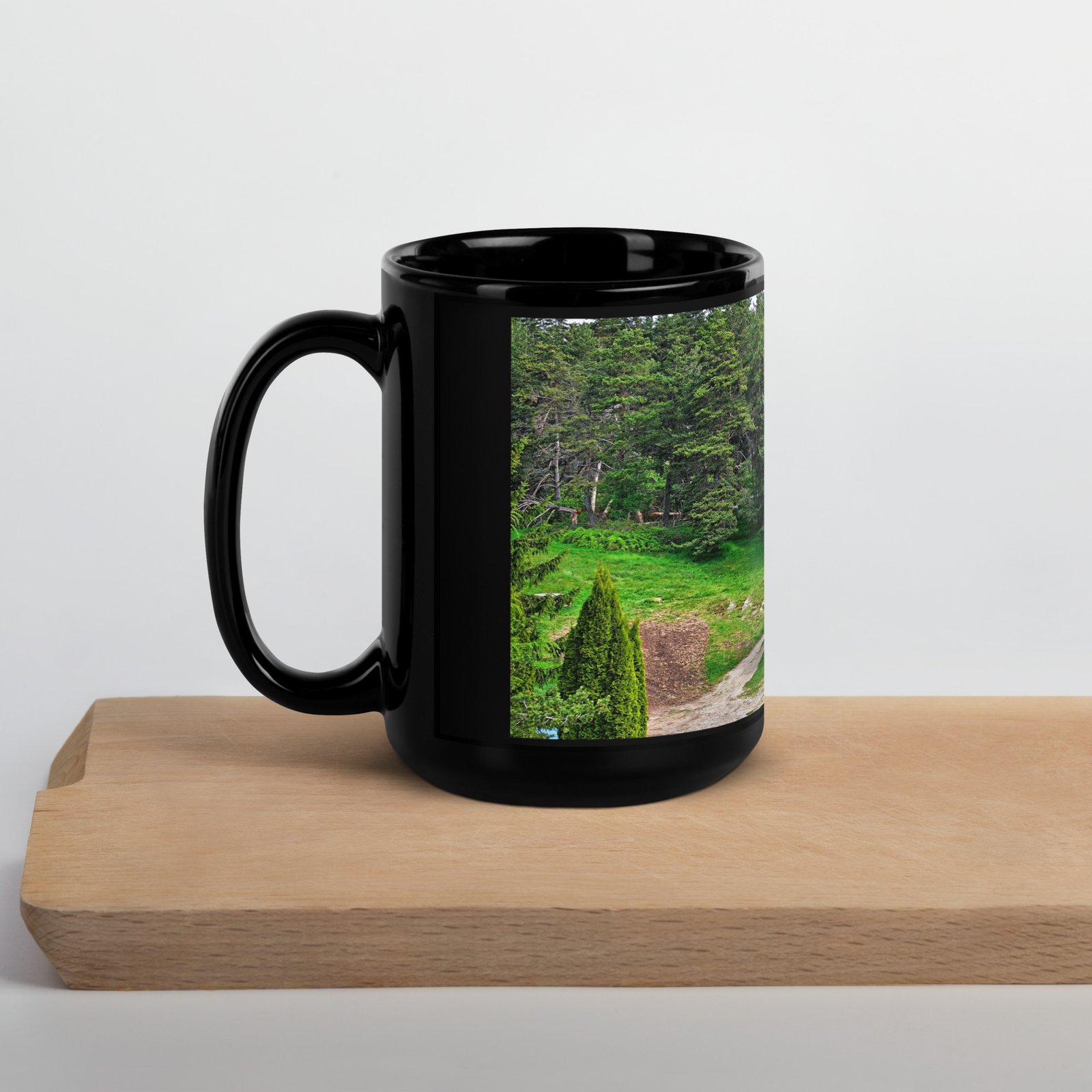 black glossy mug chapelle saint roch mémoire du chemin, prière des pierres black glossy mug chapelle saint roch mémoire du chemin, prière des pierres