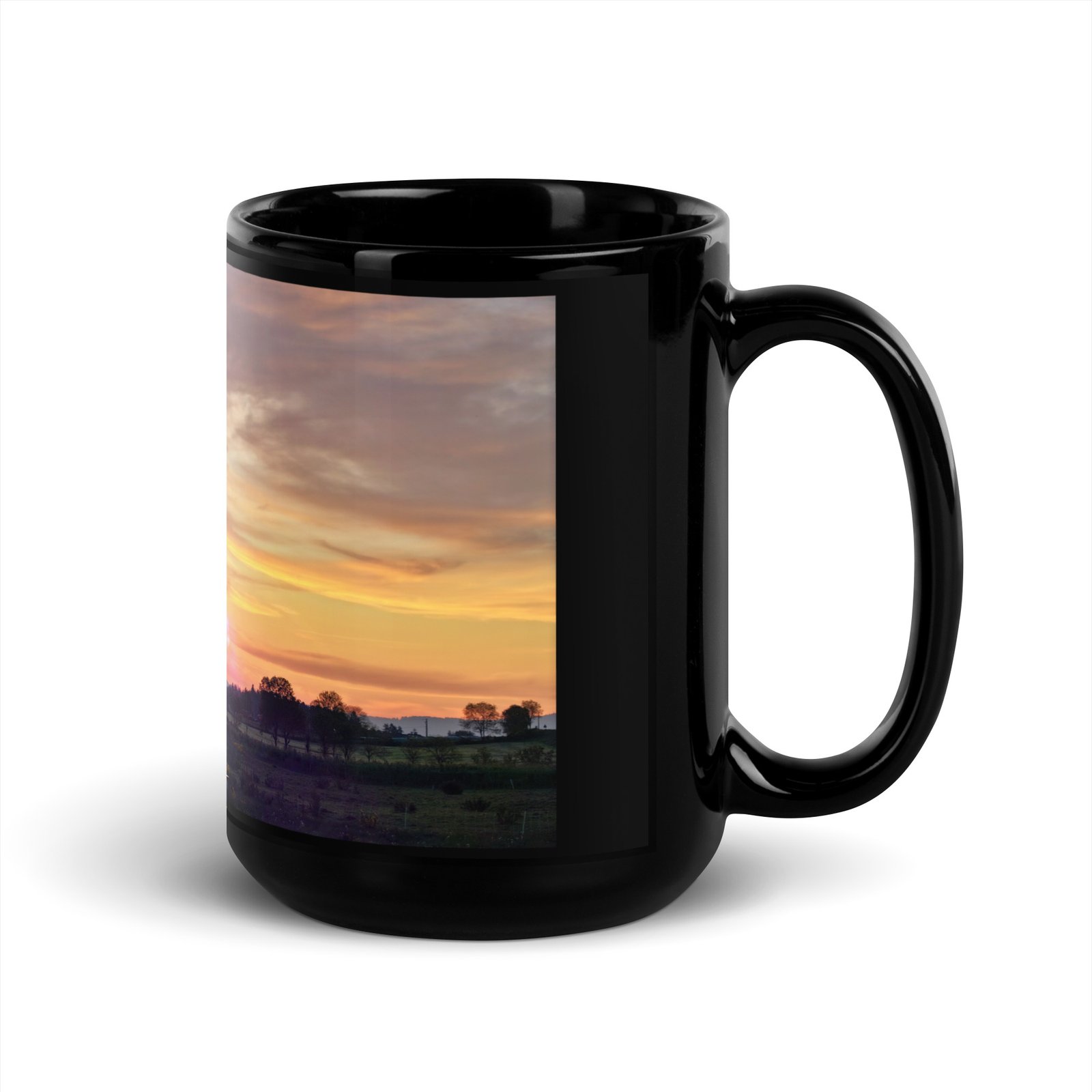 black glossy mug la lumière et la paix. la vierge de saugues black glossy mug la lumière et la paix. la vierge de saugues