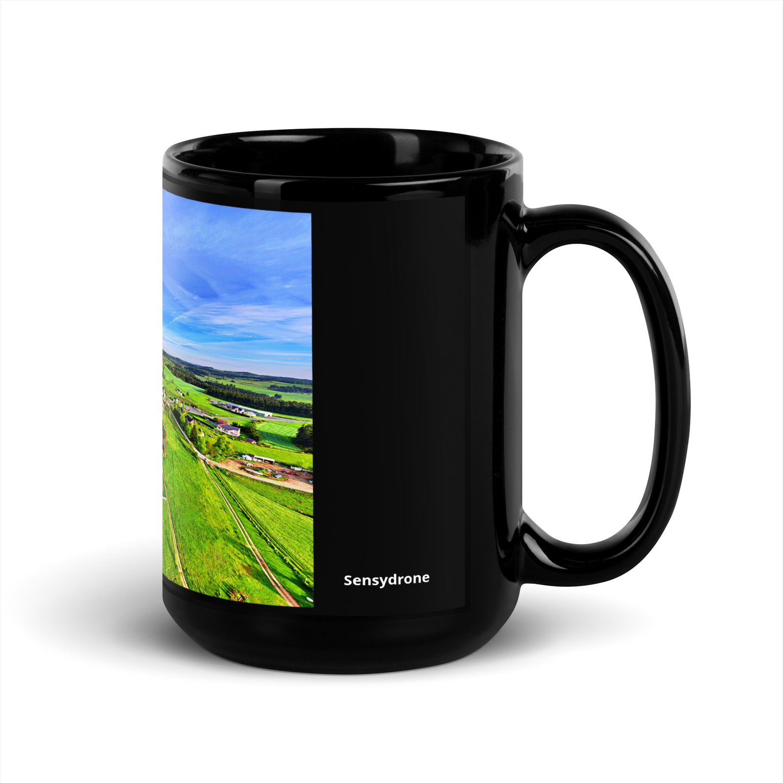 black glossy mug la chaze, sur la route des pèlerins black glossy mug la chaze, sur la route des pèlerins