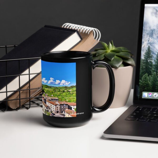 black glossy mug Église st.privat d'allier