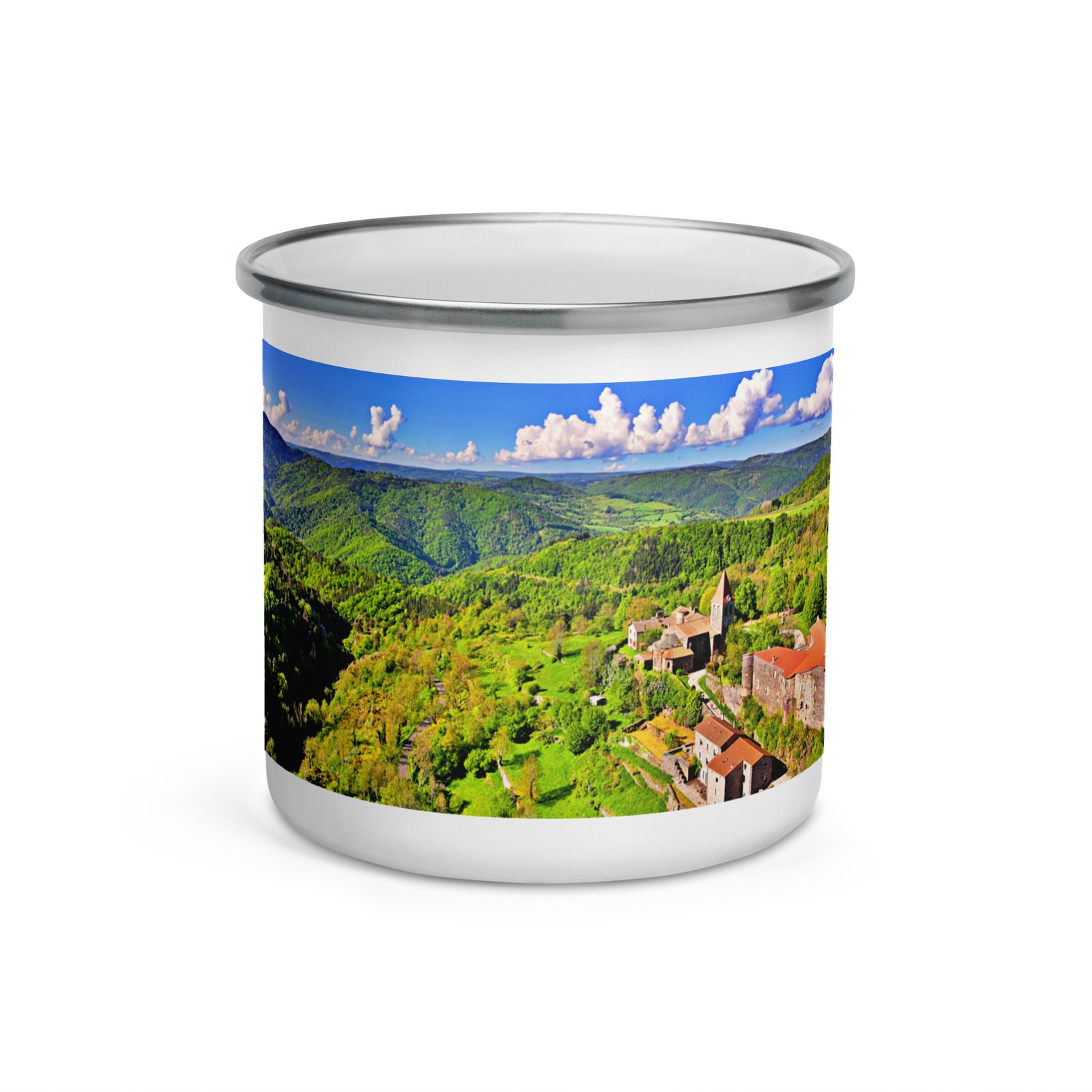 mug émaillé st privat d'allier prieur fond en 1046 . eglise du xiii et vestiges du château féodal mug émaillé st privat d'allier prieur fond en 1046 . eglise du xiii et vestiges du château féodal