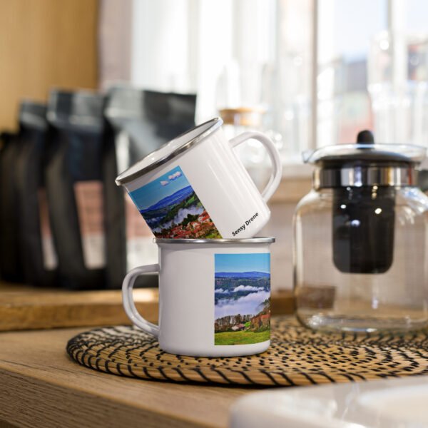 mug émaillé saint didier d 'allier, village suspendu aux nuages