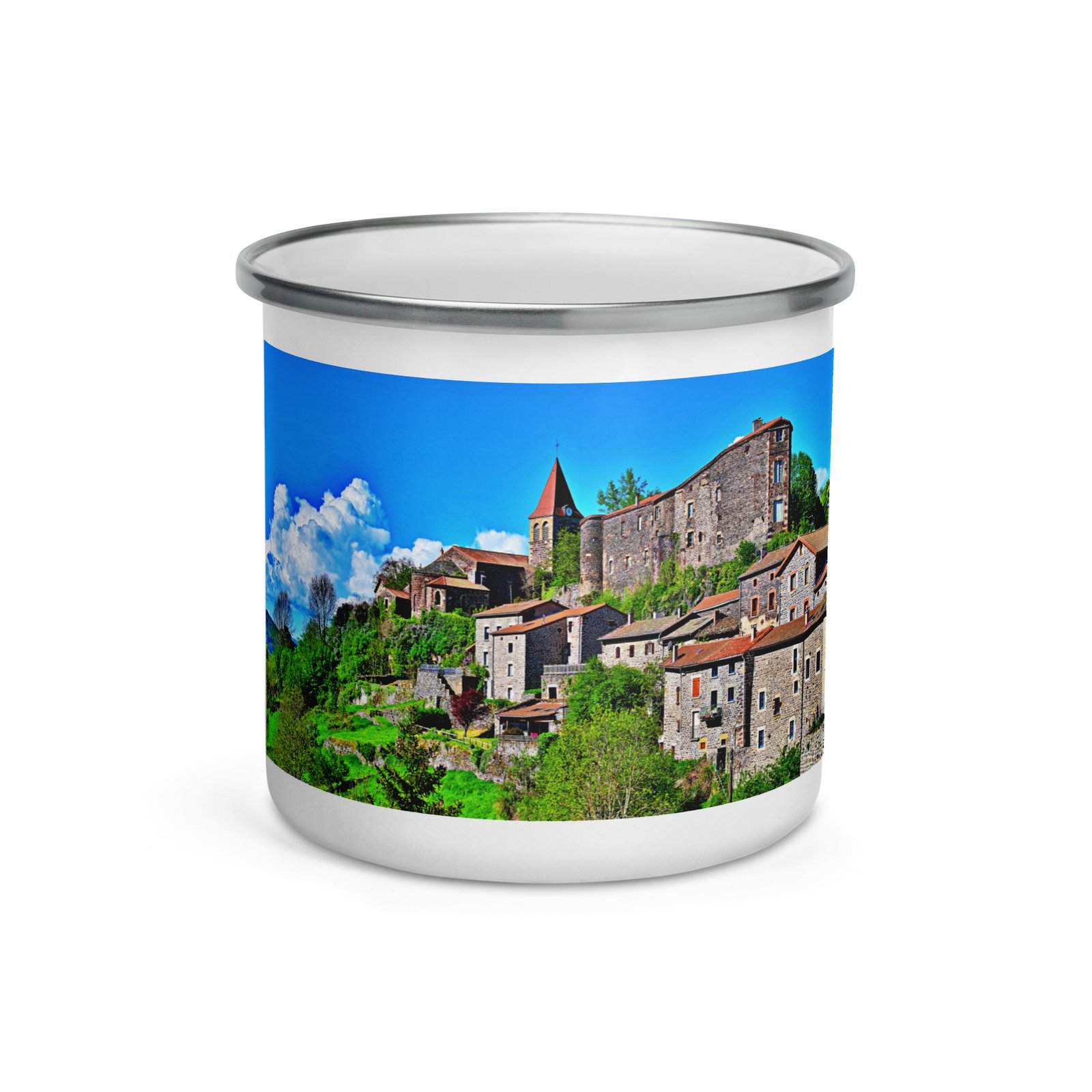 mug émaillé eglise du xiii et vestiges du château féodal mug émaillé eglise du xiii et vestiges du château féodal