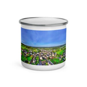 mug émaillé aumont aubrac, carrefour des plerins.