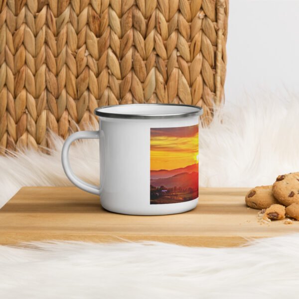 mug émaillé lever de soleil saugues