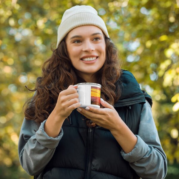 mug émaillé lever de soleil saugues