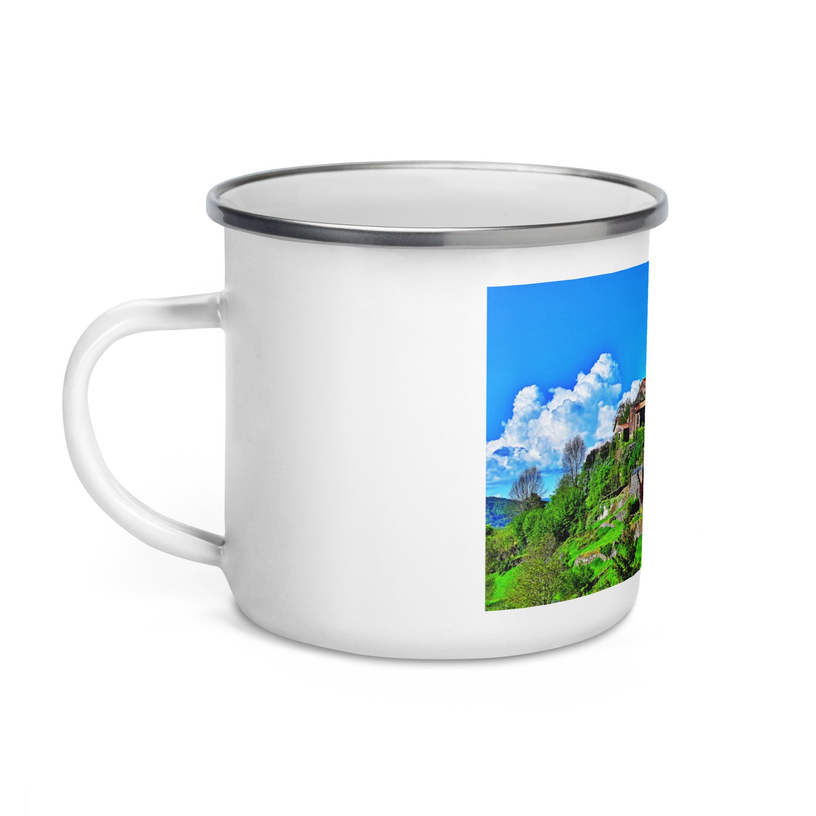 mug émaillé eglise du xiii et vestiges du château féodal mug émaillé eglise du xiii et vestiges du château féodal