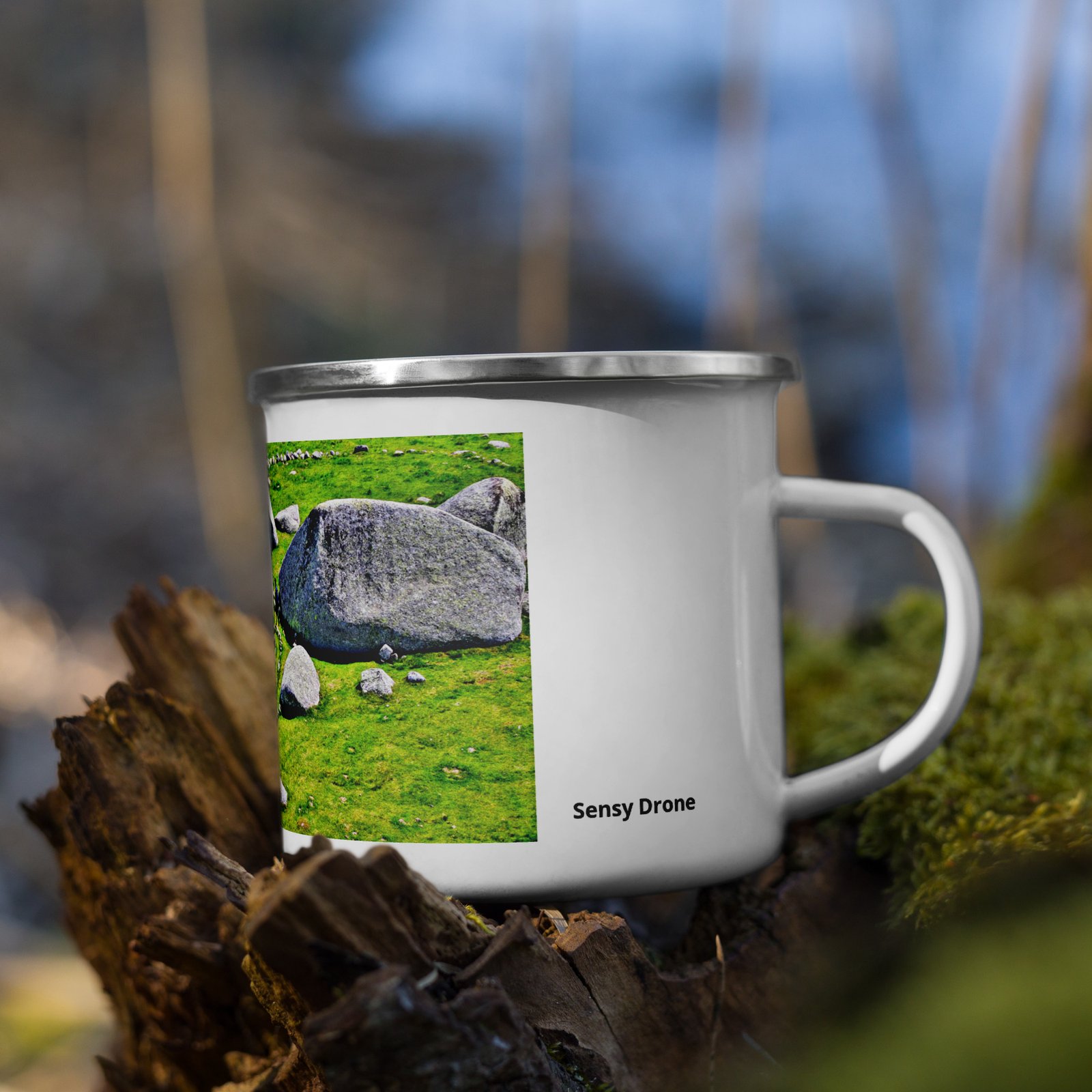 mug émaillé pierres de laubrac, cercle et roc mug émaillé pierres de laubrac, cercle et roc