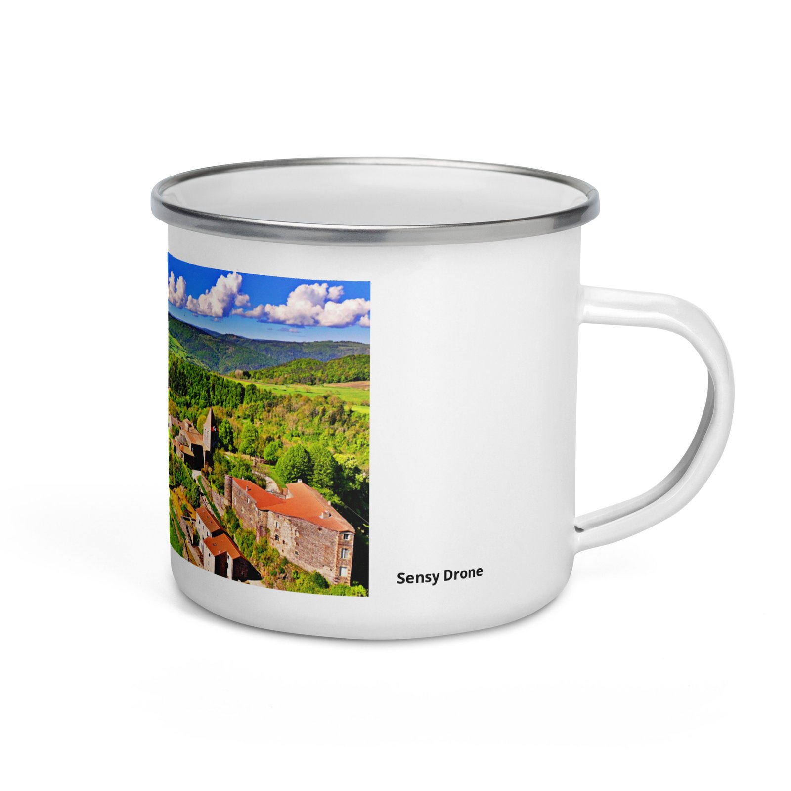 mug émaillé st privat d'allier prieur fond en 1046 . eglise du xiii et vestiges du château féodal mug émaillé st privat d'allier prieur fond en 1046 . eglise du xiii et vestiges du château féodal