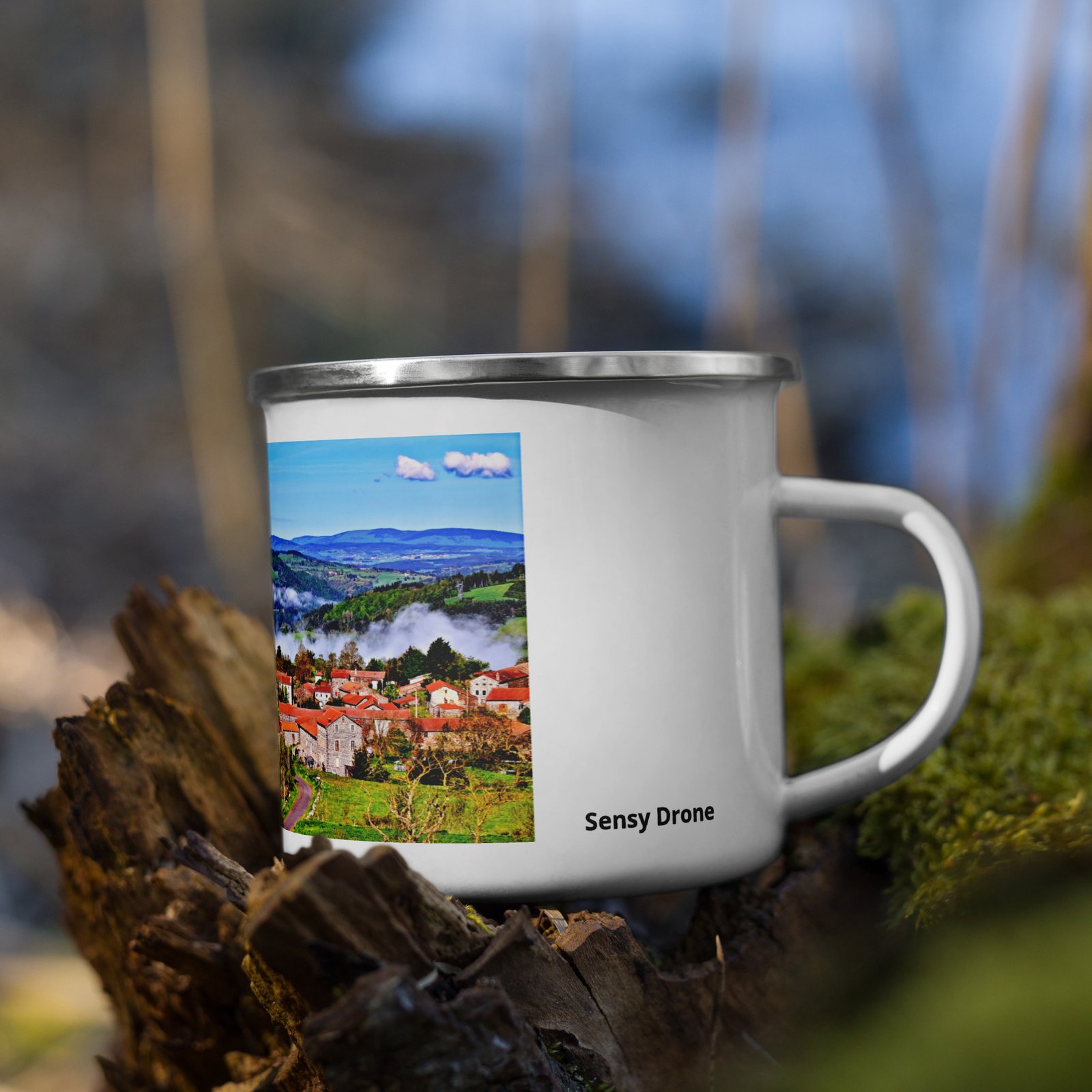 mug émaillé saint didier d 'allier, village suspendu aux nuages mug émaillé saint didier d 'allier, village suspendu aux nuages