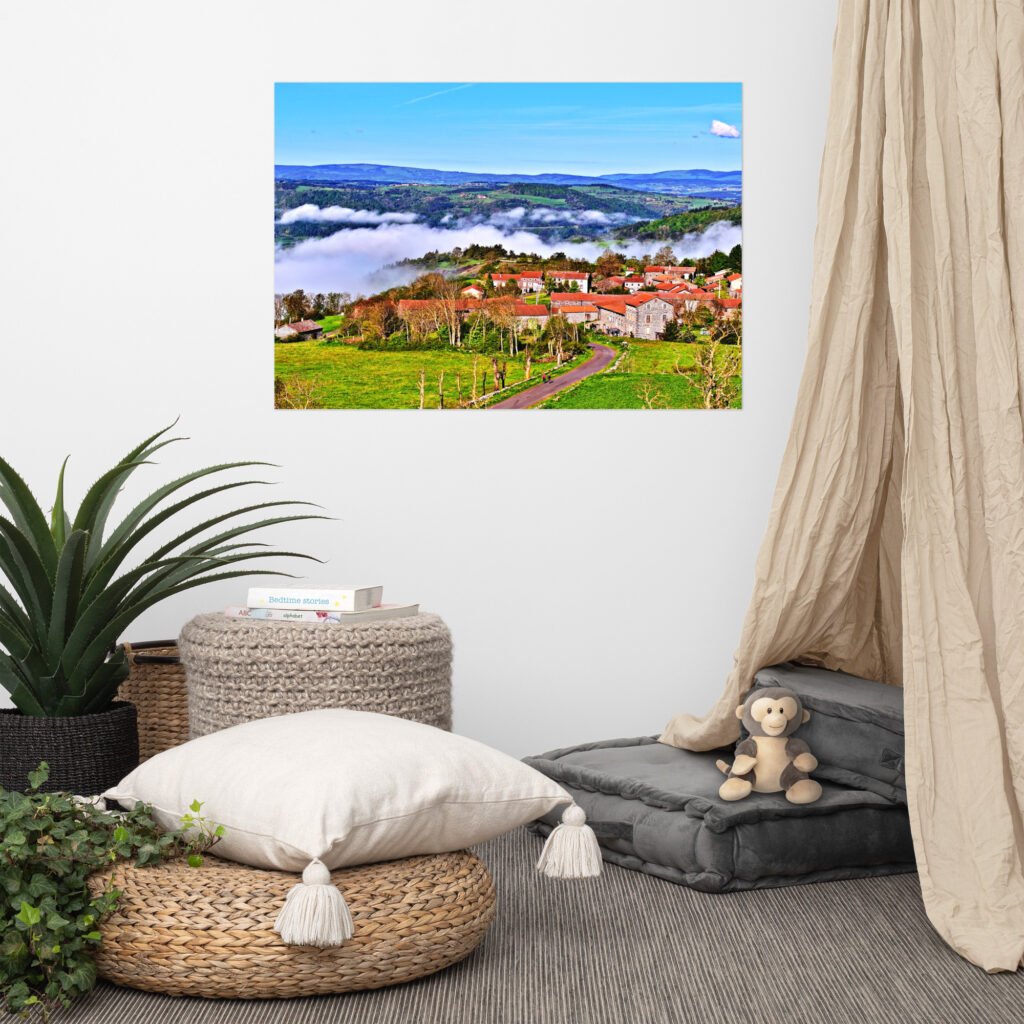 poster saint didier d’allier, village suspendu aux nuages