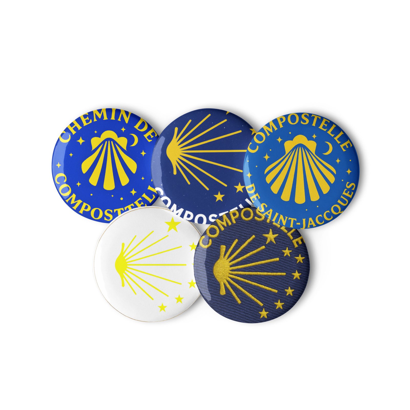 set de 5 pins – coquille saint jacques, collection pèlerin set de 5 pins – coquille saint jacques, collection pèlerin