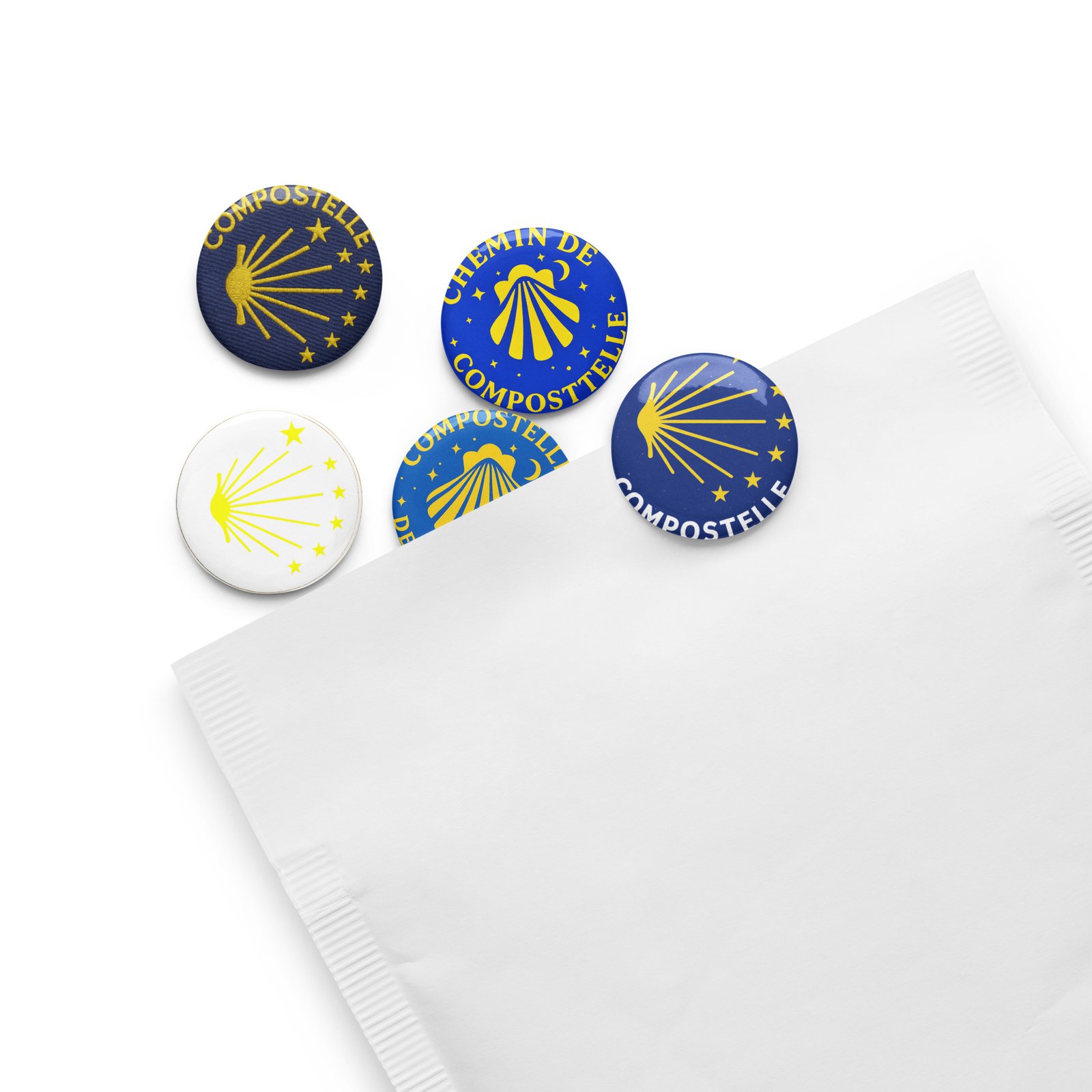 set de 5 pins – coquille saint jacques, collection pèlerin set de 5 pins – coquille saint jacques, collection pèlerin