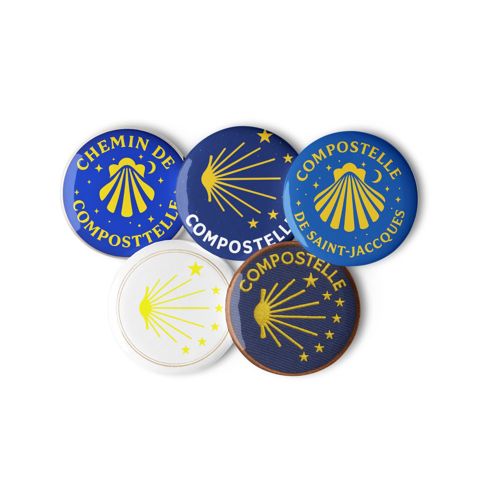 set de 5 pins – coquille saint jacques, collection pèlerin set de 5 pins – coquille saint jacques, collection pèlerin