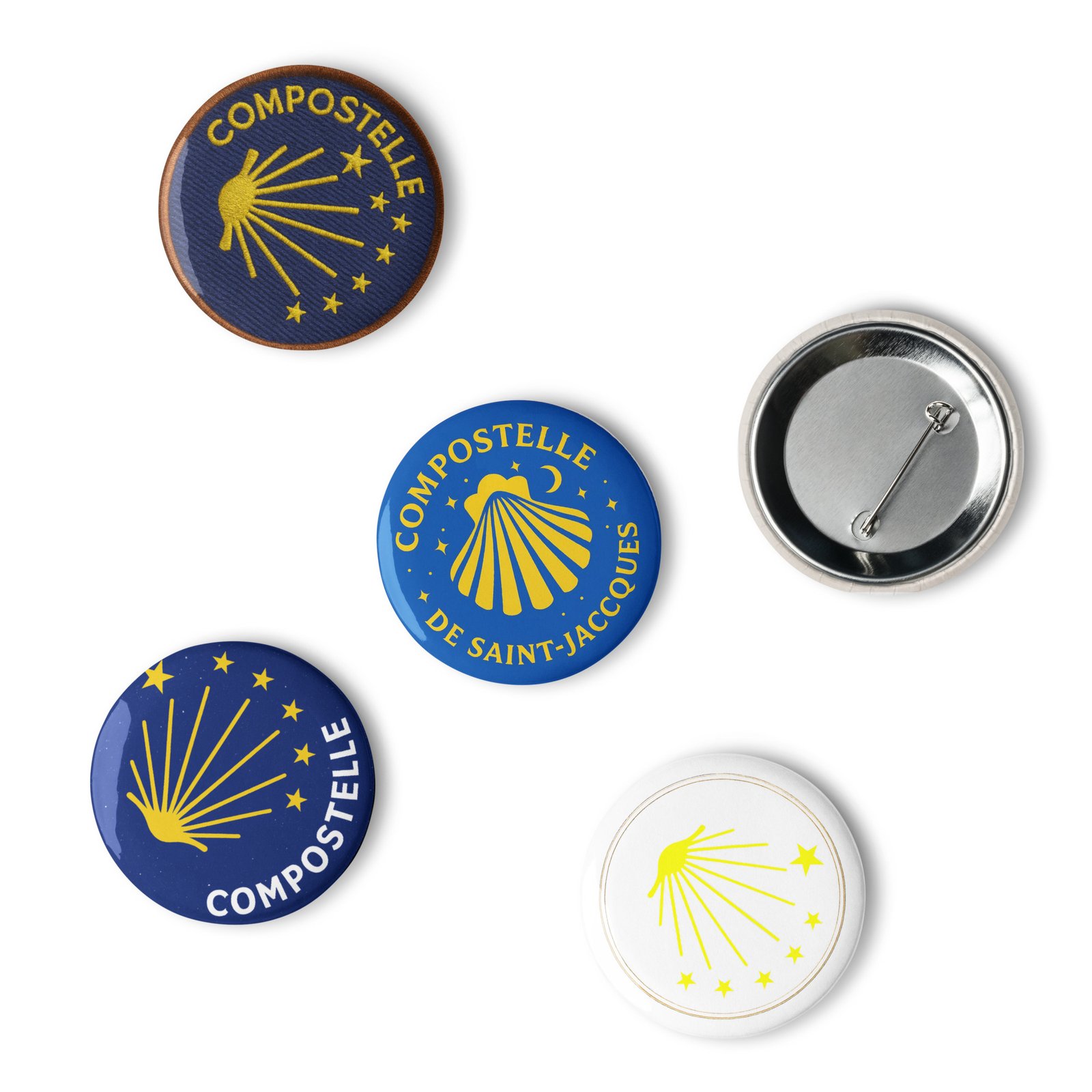 set de 5 pins – coquille saint jacques, collection pèlerin set de 5 pins – coquille saint jacques, collection pèlerin