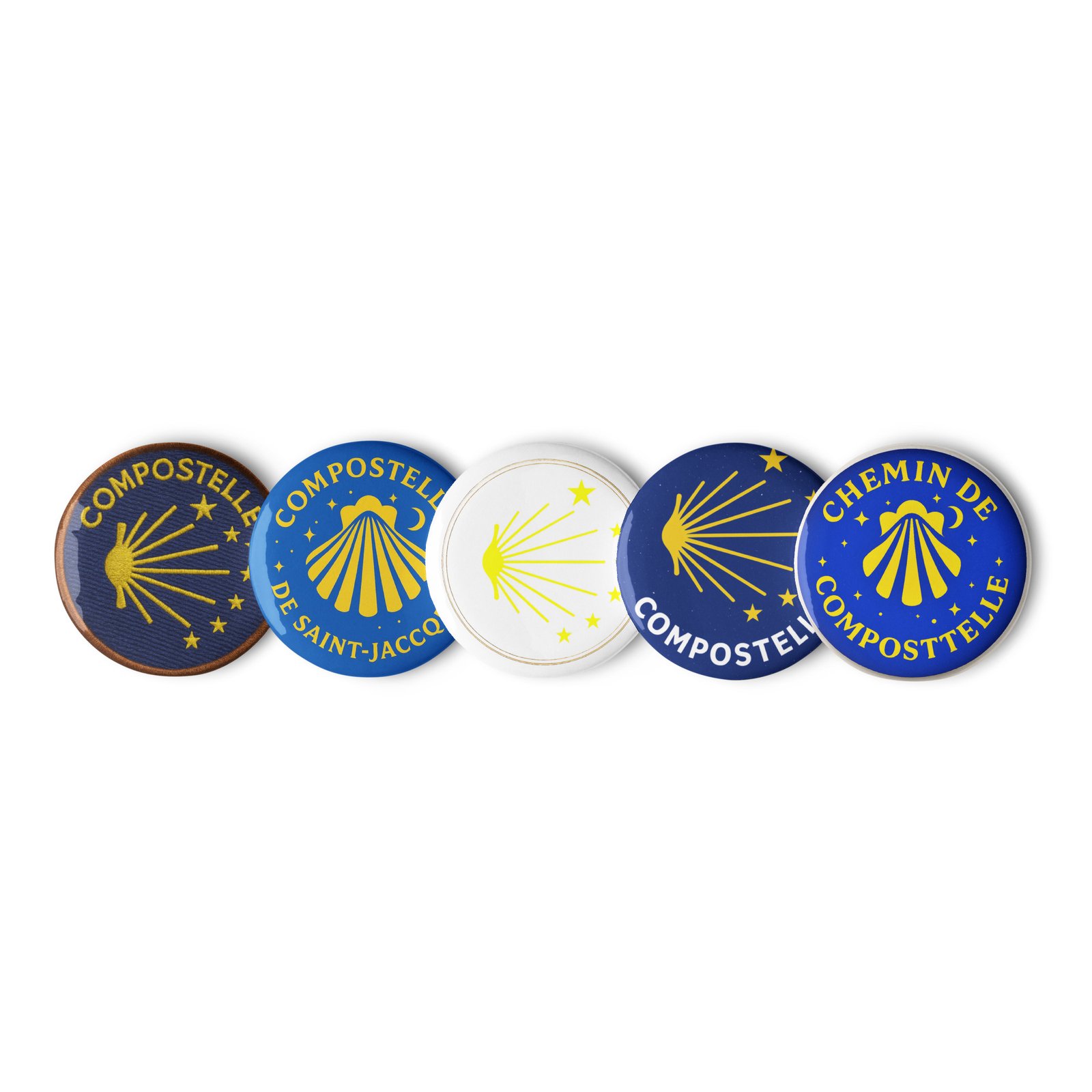 set de 5 pins – coquille saint jacques, collection pèlerin set de 5 pins – coquille saint jacques, collection pèlerin