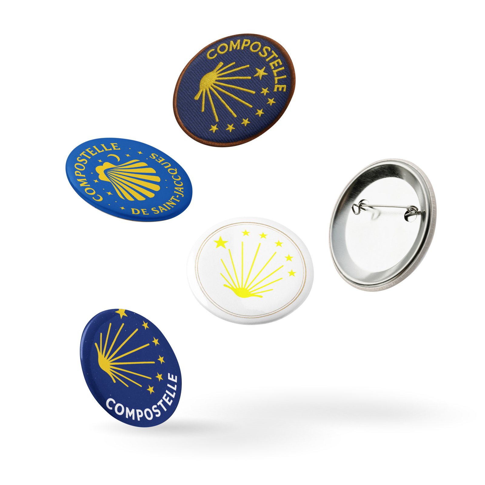 set de 5 pins – coquille saint jacques, collection pèlerin set de 5 pins – coquille saint jacques, collection pèlerin