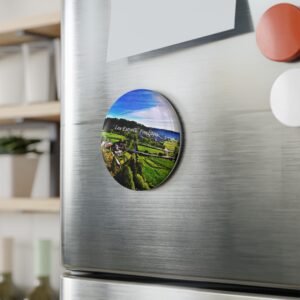 aimant décoratif rond – les estrets, fontans, paysages verdoyants de lozère