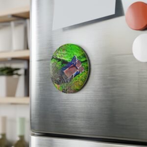 aimant décoratif rond – chapelle saint roch de montbronnet (lozère), vue aérienne