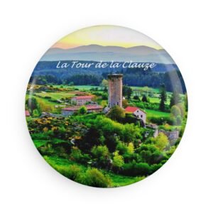 aimant décoratif rond – la tour de la clauze, vue panoramique