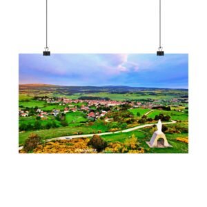 affiche paysage aérien du village saugues vu du ciel