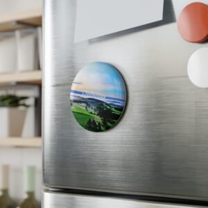 aimant décoratif rond – chabannes (lozère), brume matinale vue du ciel