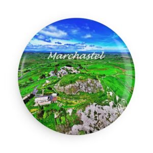 aimant décoratif rond – marchastel, panorama de l’aubrac