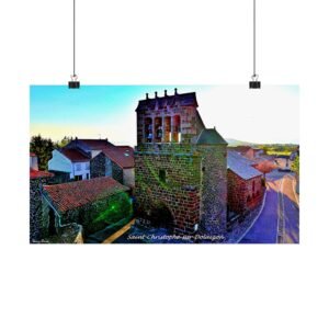 affiche paysage aérien du village saint christophe sur dolaizon vu du ciel