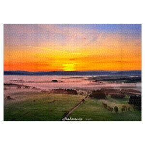 puzzle photo aérienne — lever de soleil sur chabannes | brumes matinales et paysages d’aubrac