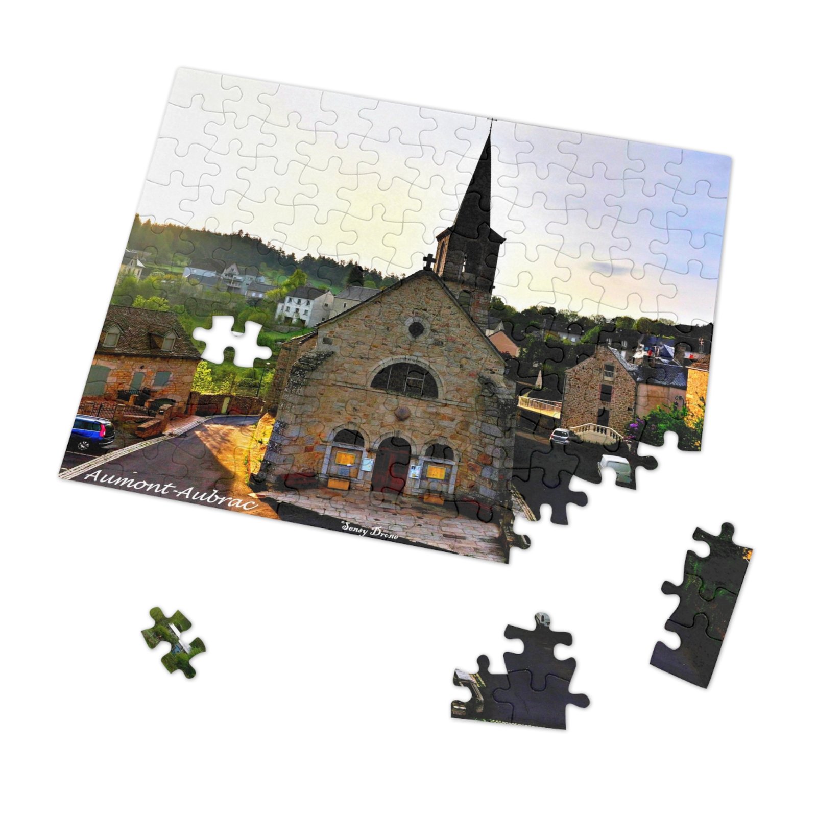 puzzle photo aérienne — Église d’aumont aubrac, cœur du village | aubrac puzzle photo aérienne — Église d’aumont aubrac, cœur du village | aubrac