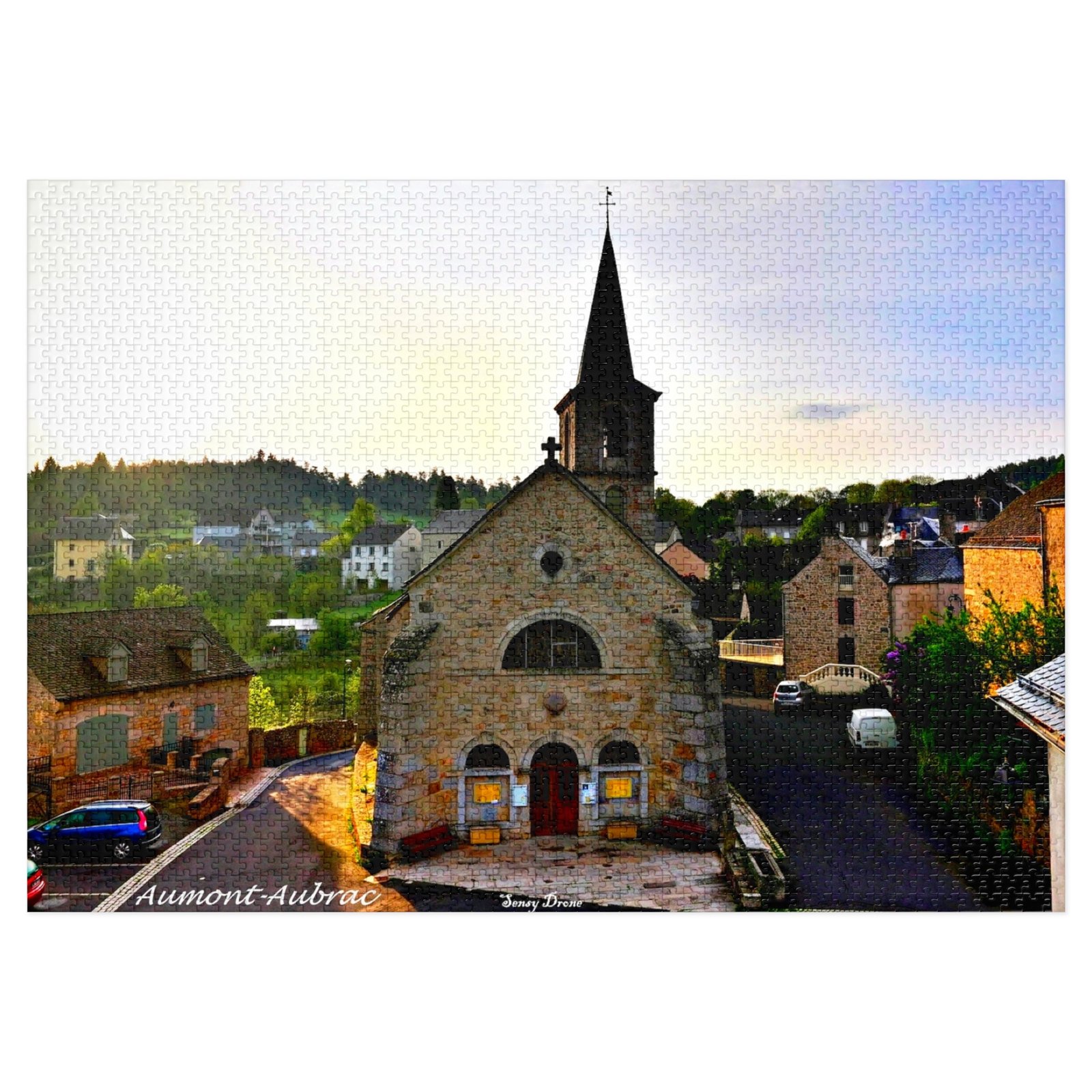 puzzle photo aérienne — Église d’aumont aubrac, cœur du village | aubrac puzzle photo aérienne — Église d’aumont aubrac, cœur du village | aubrac