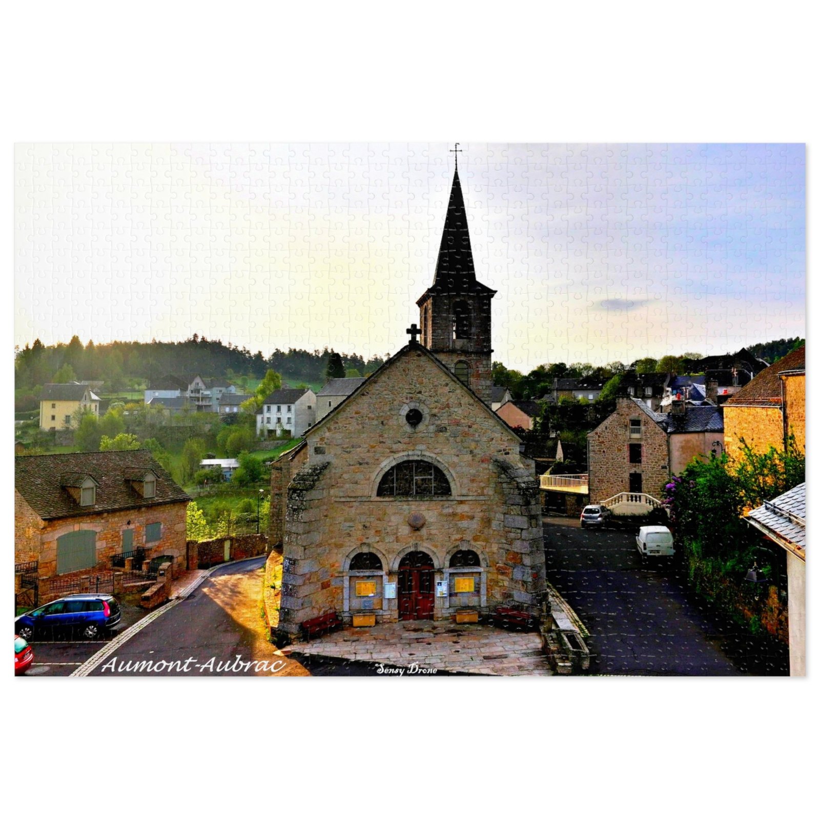 puzzle photo aérienne — Église d’aumont aubrac, cœur du village | aubrac puzzle photo aérienne — Église d’aumont aubrac, cœur du village | aubrac