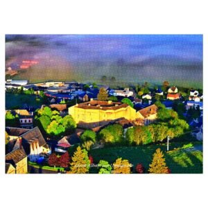 puzzle photo aérienne — saint alban sur limagnole | lumière dorée sur le cœur du village