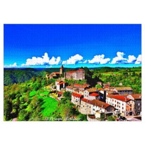puzzle photo aérienne — saint privat d’allier, village perché sur la vallée | lozère