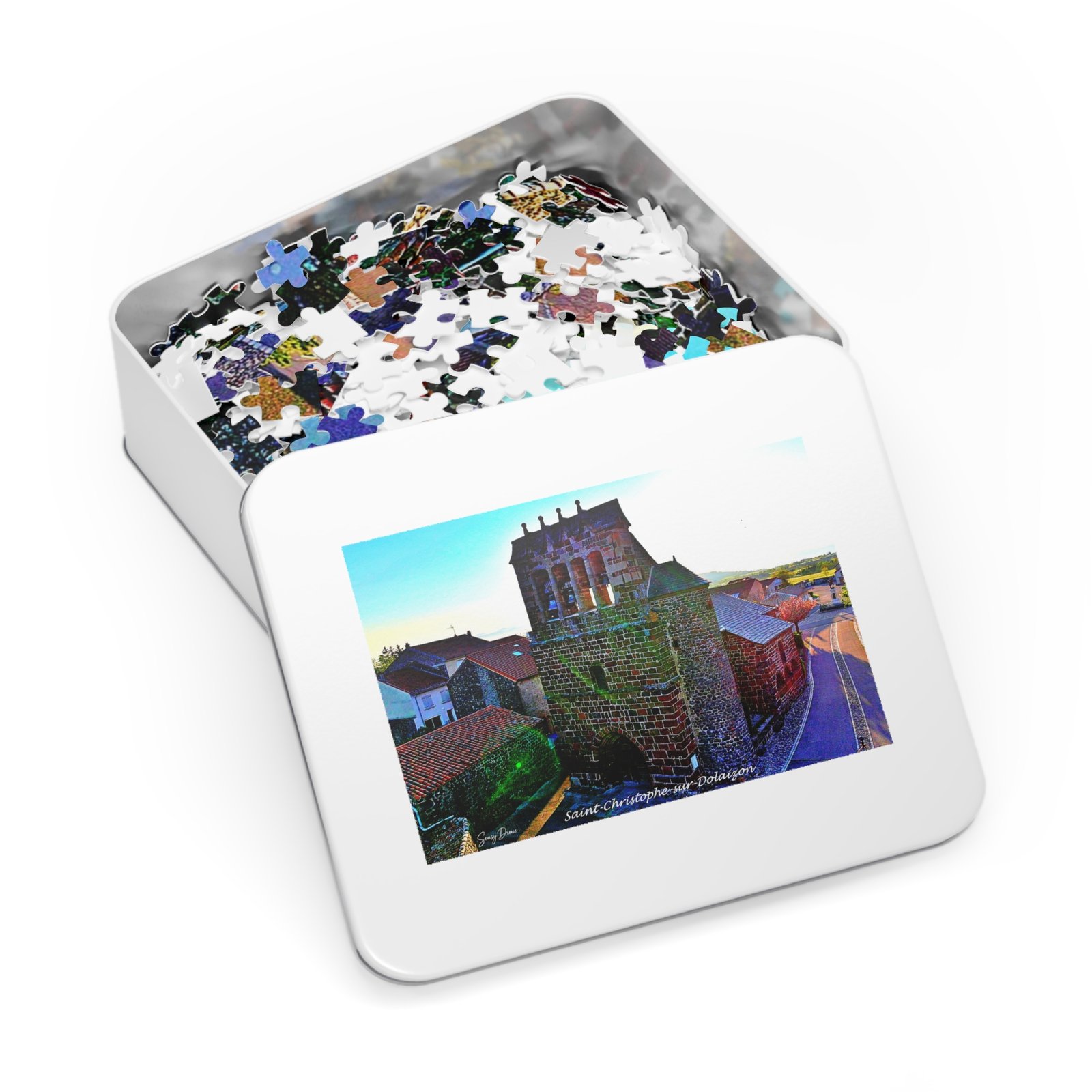 puzzle photo aérienne — saint christophe sur dolaizon | la tour romane au fil du village puzzle photo aérienne — saint christophe sur dolaizon | la tour romane au fil du village