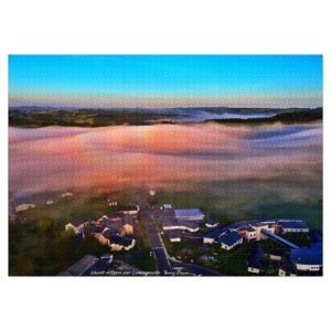 puzzle photo aérienne — lever de soleil sur saint alban sur limagnole | mer de brume en margeride