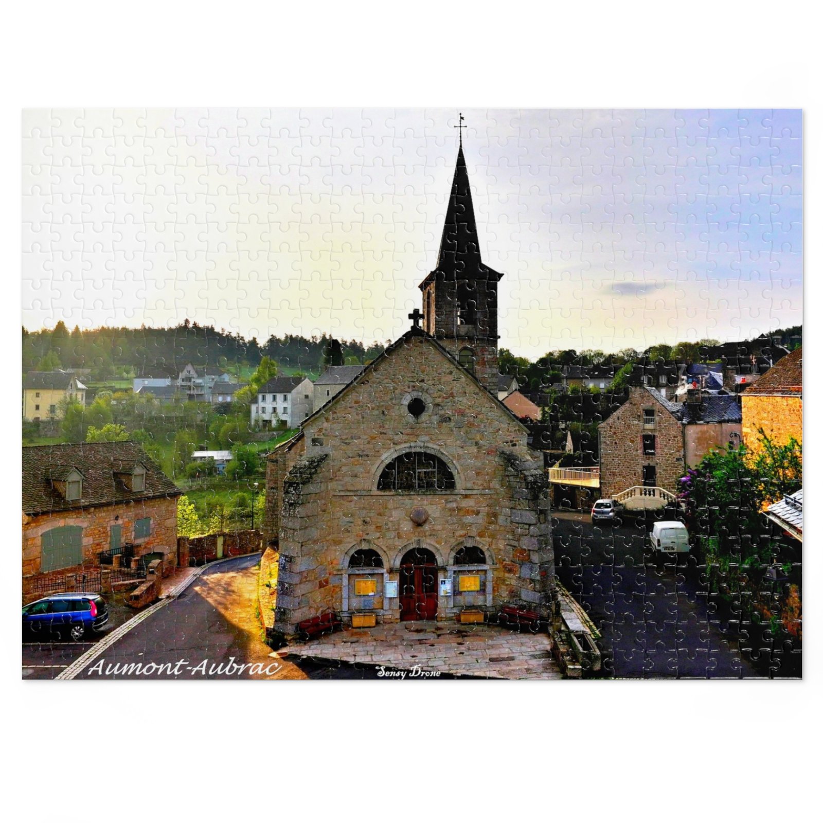 puzzle photo aérienne — Église d’aumont aubrac, cœur du village | aubrac puzzle photo aérienne — Église d’aumont aubrac, cœur du village | aubrac
